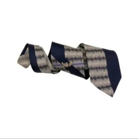 Gianni Versace Tie Color Navy Blue/Tan/Yellow